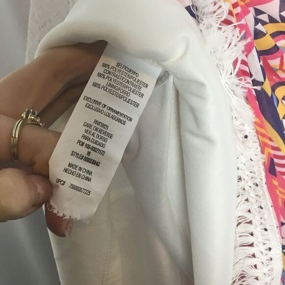 Sequin Hearts Orange Fringe Tribal Print  Dress - Picture 6 of 6